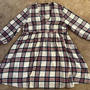Zara summer plaid mini dress white/blue/red squares